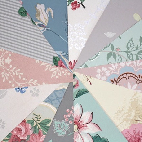 Vintage Wallpaper Sample Collage Pack (12 Sheets, 8 1/2 in. x 10 1/2 in.)