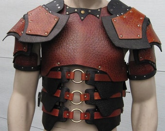 Leather Armor Gothic Chest Back & Shoulders Medieval cuirass breastplate Cosplay armor LARP armor Viking armor pauldron spaulder Dark Talon