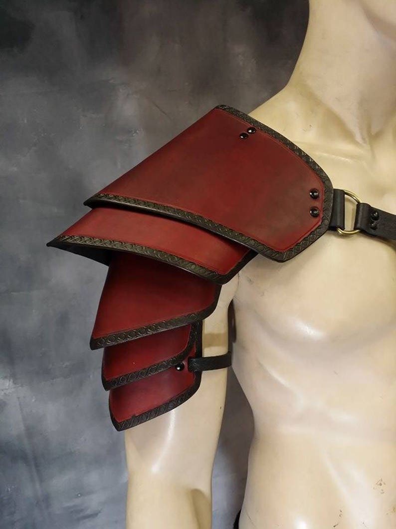 Leather Shoulder armor Leather Armor spaulder leather pauldron LARP armor cosplay armor viking armor celtic armor leather shoulder armour image 3