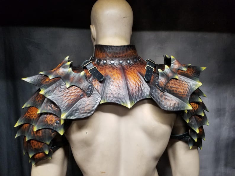 Leather Armor Dragon Scale Shoulders & Gorget: Custom LARP Cosplay ...