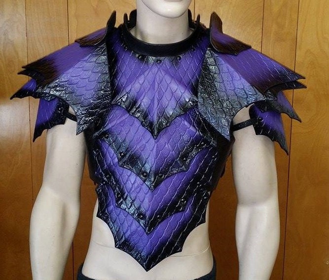 Leather Armor Dragon Scale Chest Back & Shoulders: Custom LARP Cosplay ...
