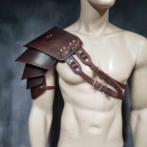 Leather Shoulder armor Leather Armor spaulder leather pauldron LARP armor cosplay armor viking armor celtic armor leather shoulder armour image 1