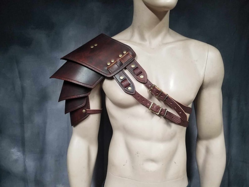 Leather Shoulder armor Leather Armor spaulder leather pauldron LARP armor cosplay armor viking armor celtic armor leather shoulder armour image 1