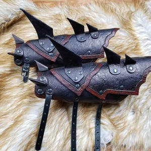 Spiked Barbarian Leather Bracers Leather Armor LARP Armor Cosplay Armor Medieval armor Viking Armor armour