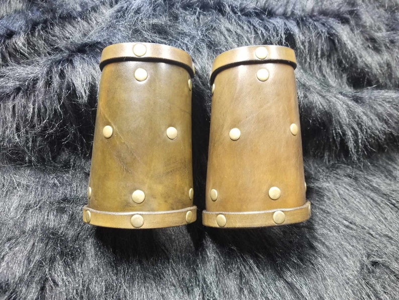 Studded Leather Cuffs Leather Bracers Celtic Cuff Viking Armor LARP armor Cosplay armor Medieval armor armour image 7