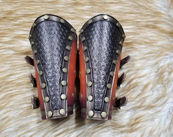 Plated Leather Bracers: Medieval LARP Armor, Cosplay Vambrace