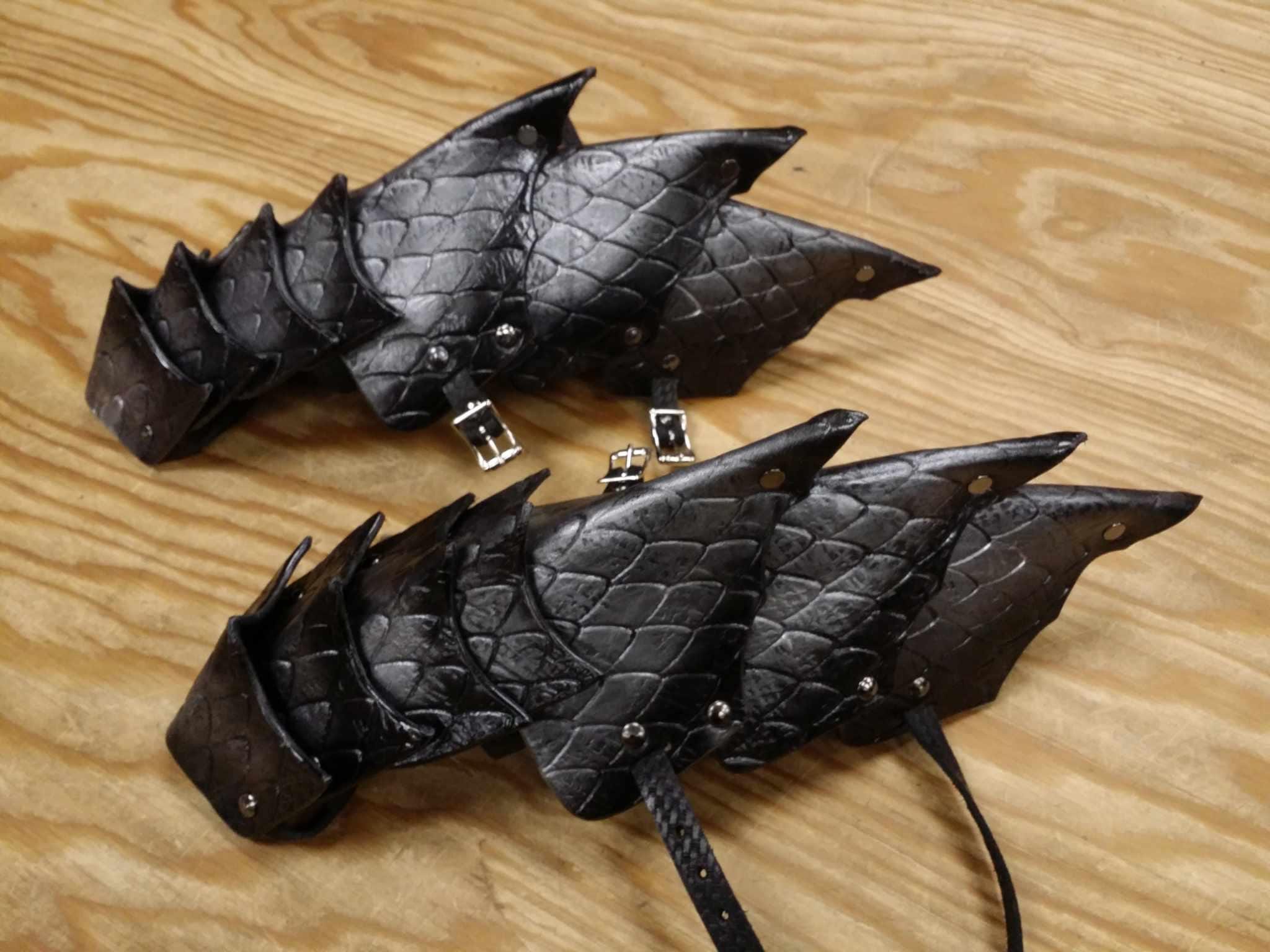 Dragon Scale Leather Gauntlets: Custom LARP Cosplay Armor - Etsy