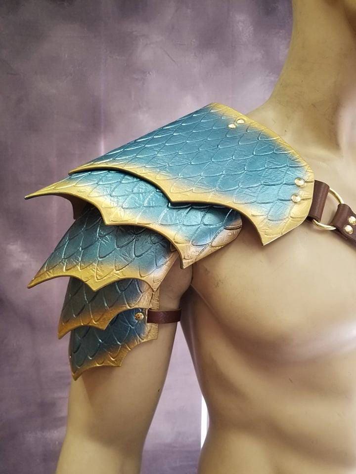 Dragon Scale Leather Spaulder: Custom LARP Cosplay Armor - Etsy