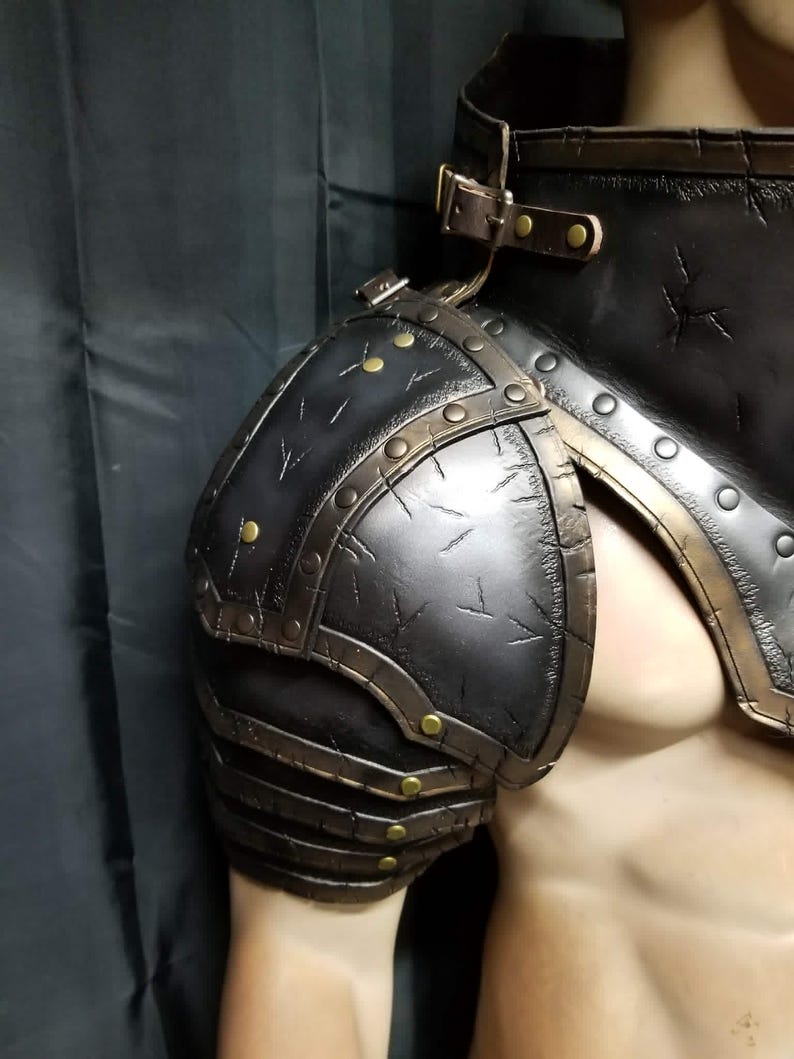 Leather Armor Tall Gorget With Full Arms: Gothic Custom Color LARP Neck ...