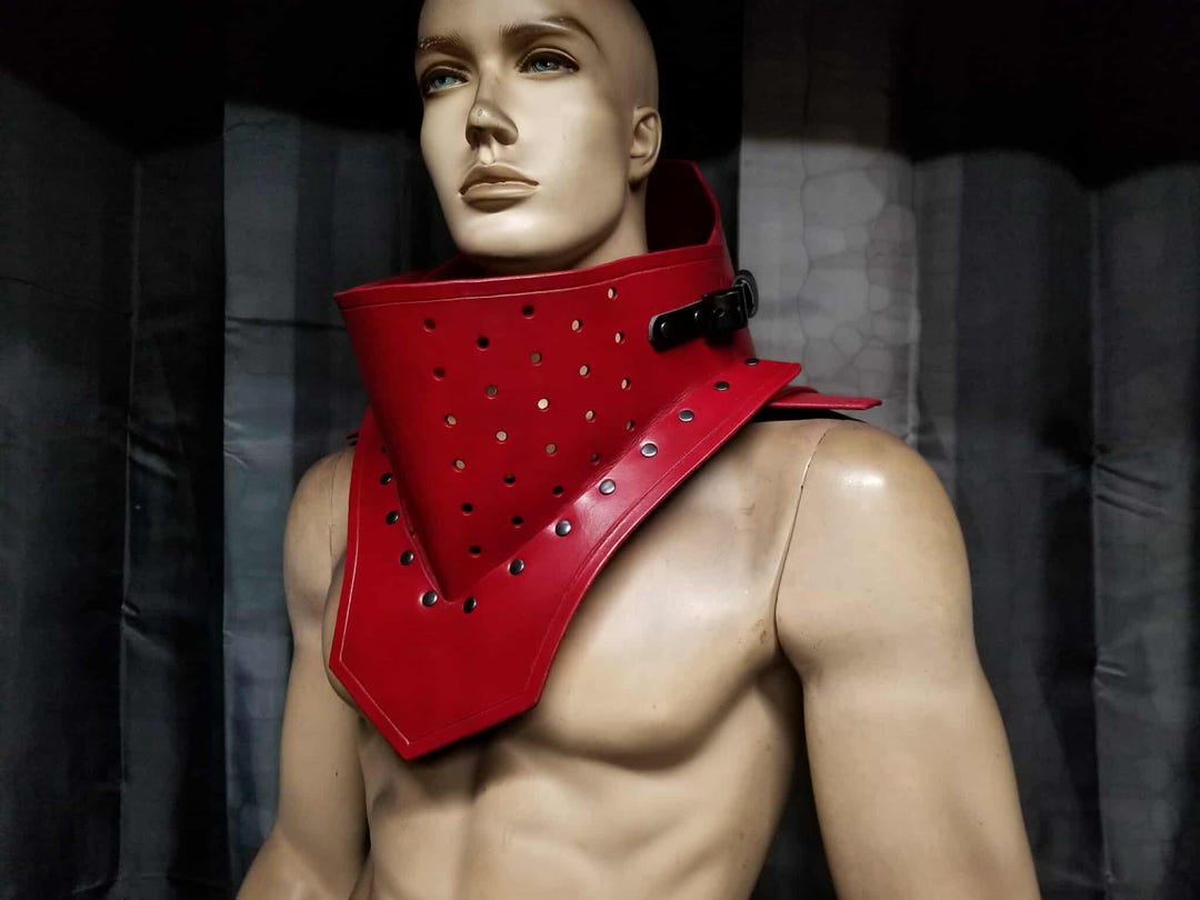 Leather Armor Tall Gorget: Gothic Custom Color LARP Neck Guard - Etsy