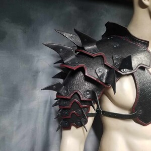 Spiked Barbarian Full Arm Leather Shoulder armor Leather Armor spaulder leather pauldron LARP armor cosplay armor leather gauntlet armour image 5