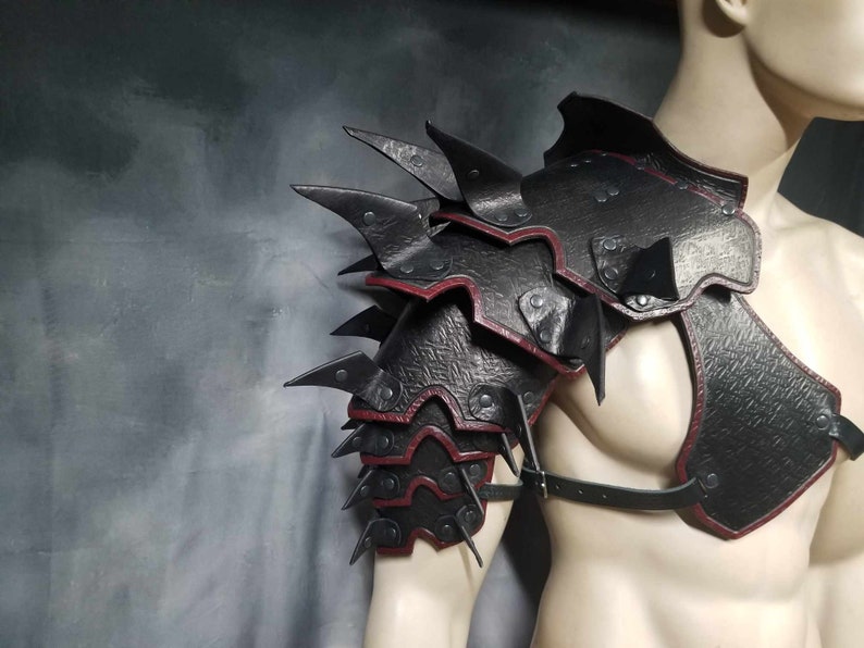 Spiked Barbarian Full Arm Leather Shoulder armor Leather Armor spaulder leather pauldron LARP armor cosplay armor leather gauntlet armour image 5