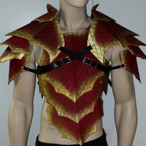 Leather Armor Dragon Scale Chest Back & Shoulders Dragonscale Armor ...