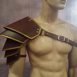 Leather Shoulder armor Leather Armor spaulder leather pauldron LARP armor cosplay armor viking armor celtic armor leather shoulder armour image 5