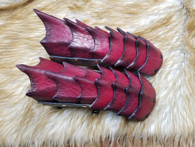 Dragon Scale Leather Gauntlets: Custom LARP Cosplay Armor - Etsy