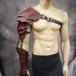 Full Arm Leather Shoulder armor Leather Armor spaulder pauldron LARP armor cosplay armor leather gauntlet  armour dragonscale dragon scale