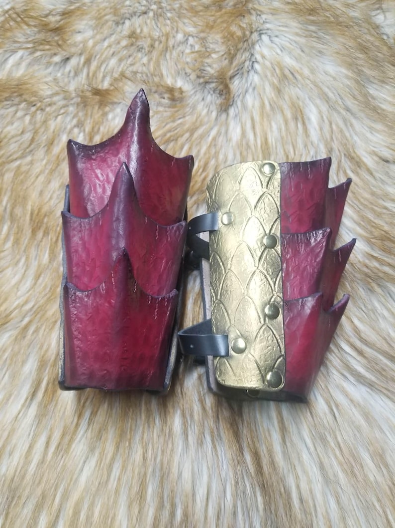 Dragon Scale Leather Armor Bracers: Custom LARP Cosplay - Etsy