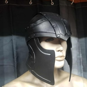 Leather Armor Helmet Barbute Helmet LARP helmet cosplay helmet leather helmet leather headpiece leather armor armour