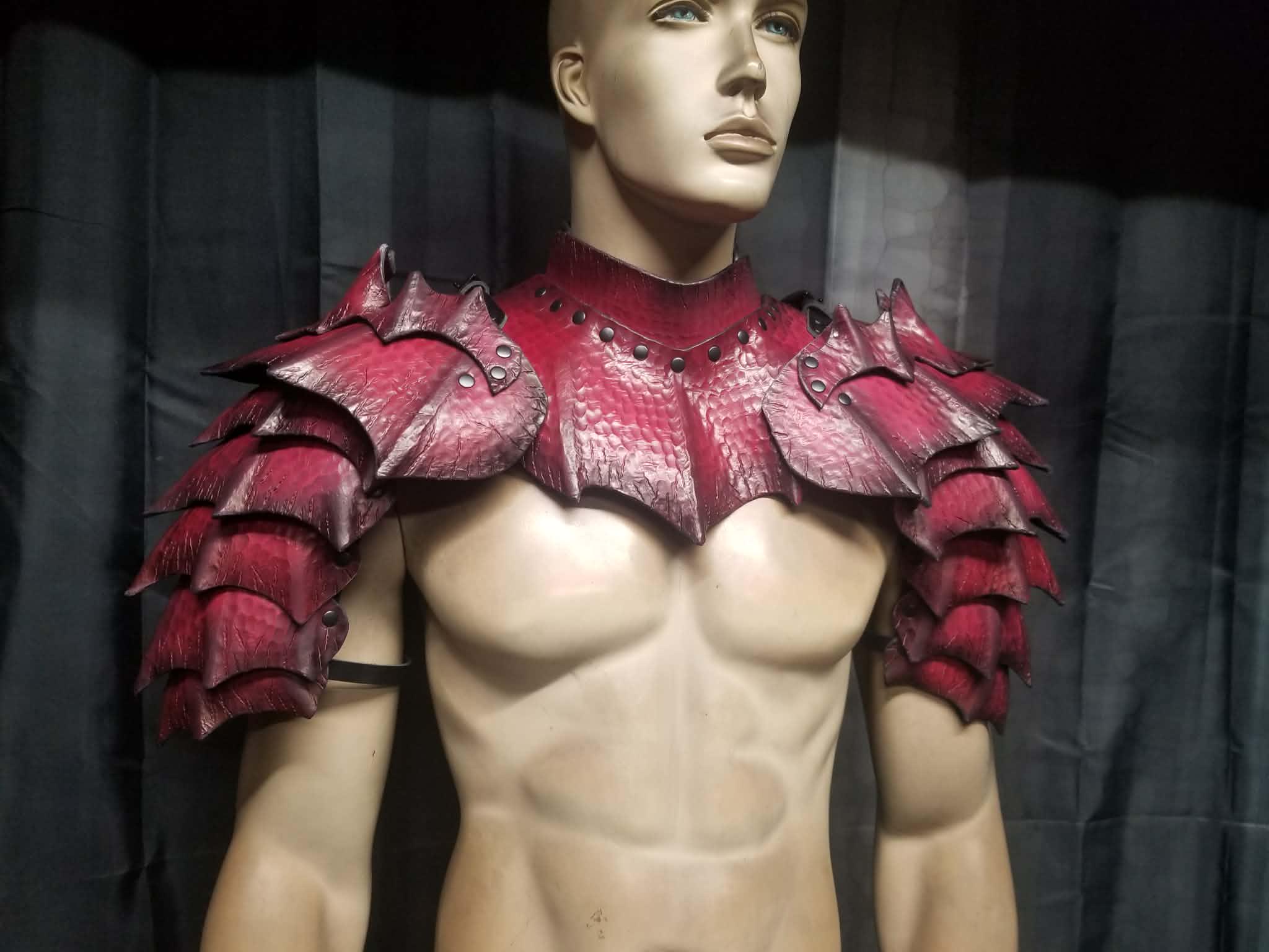 Scaled Chest Leather Armor Dragon Scale Chest Back & Shoulders W/ Tassets: Custom ...