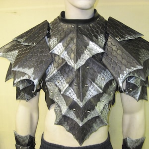 Leather Armor Dragon Scale Chest Back & Shoulders: Custom LARP Cosplay ...