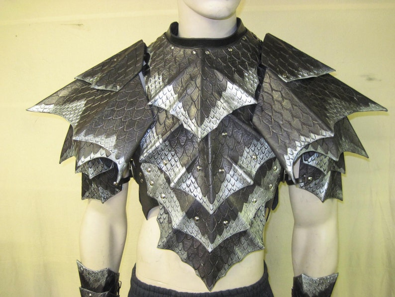 Leather Armor Dragon Scale Chest Back & Shoulders: Custom LARP Cosplay ...