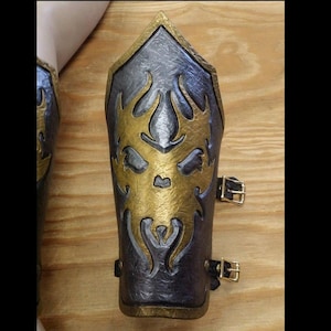 Leather Armor Tribal Skull Leather Bracers Ghost Rider Bracers Ghostrider Bracers LARP Armor Cosplay Armor armour