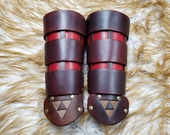 Ocarina of Time Gauntlets with Triforce Leather Armor Hylian Gauntlets Link Gauntlets Leather Gauntlets LARP armor Zelda cosplay armour