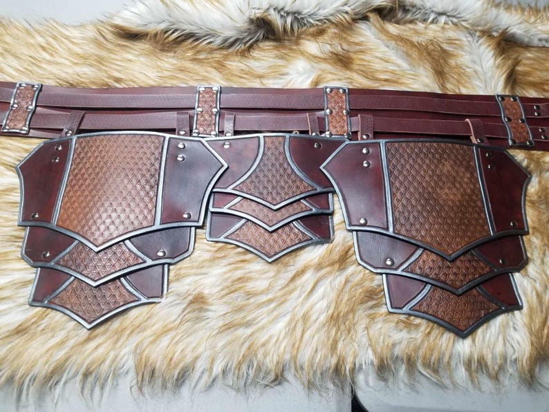 Leather Armor Dragon Scale Belt & Tassets: Custom LARP Cosplay - Etsy