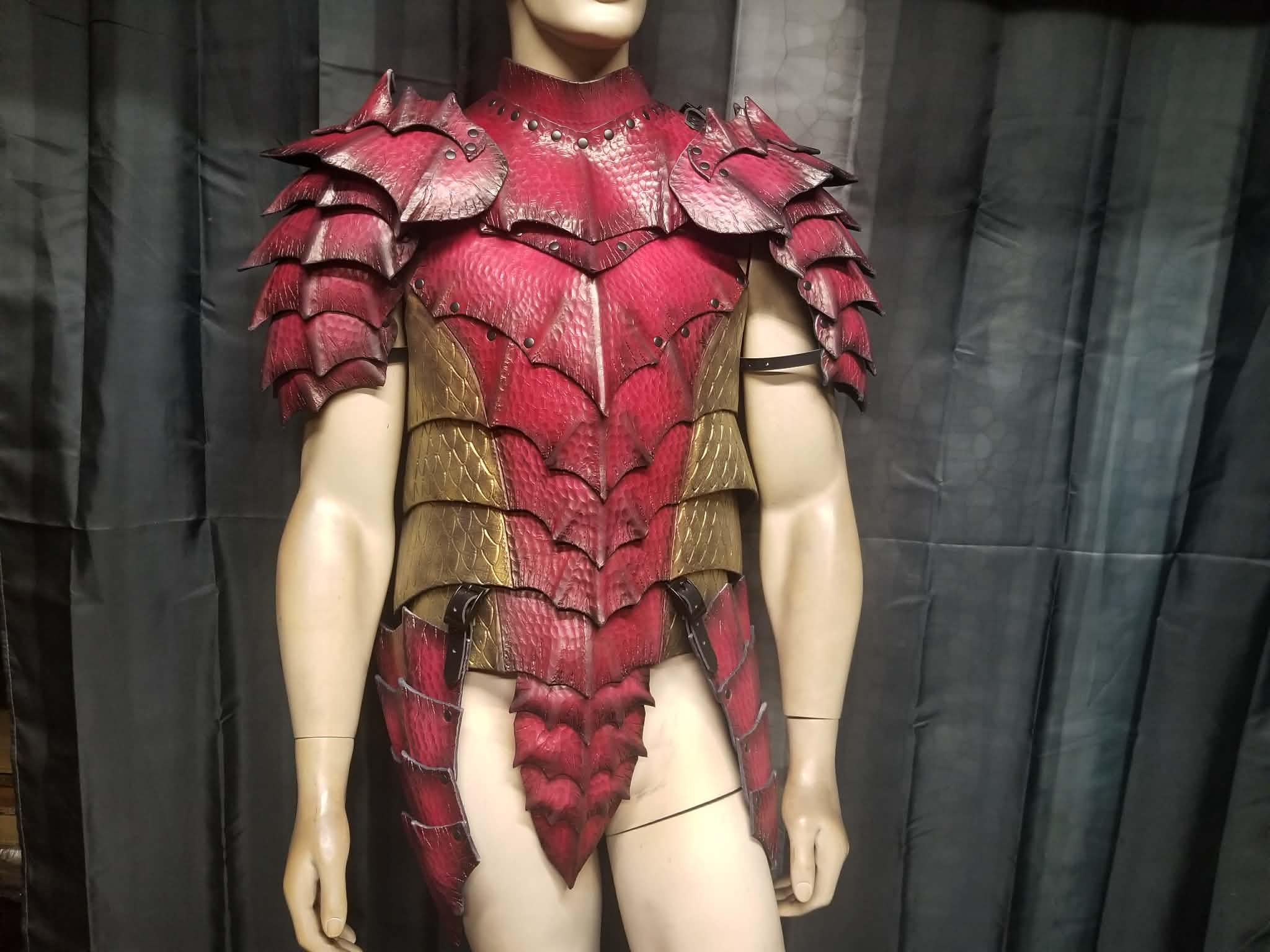 Leather Armor Dragon Scale Chest Back & Shoulders W/ Tassets: Custom ...