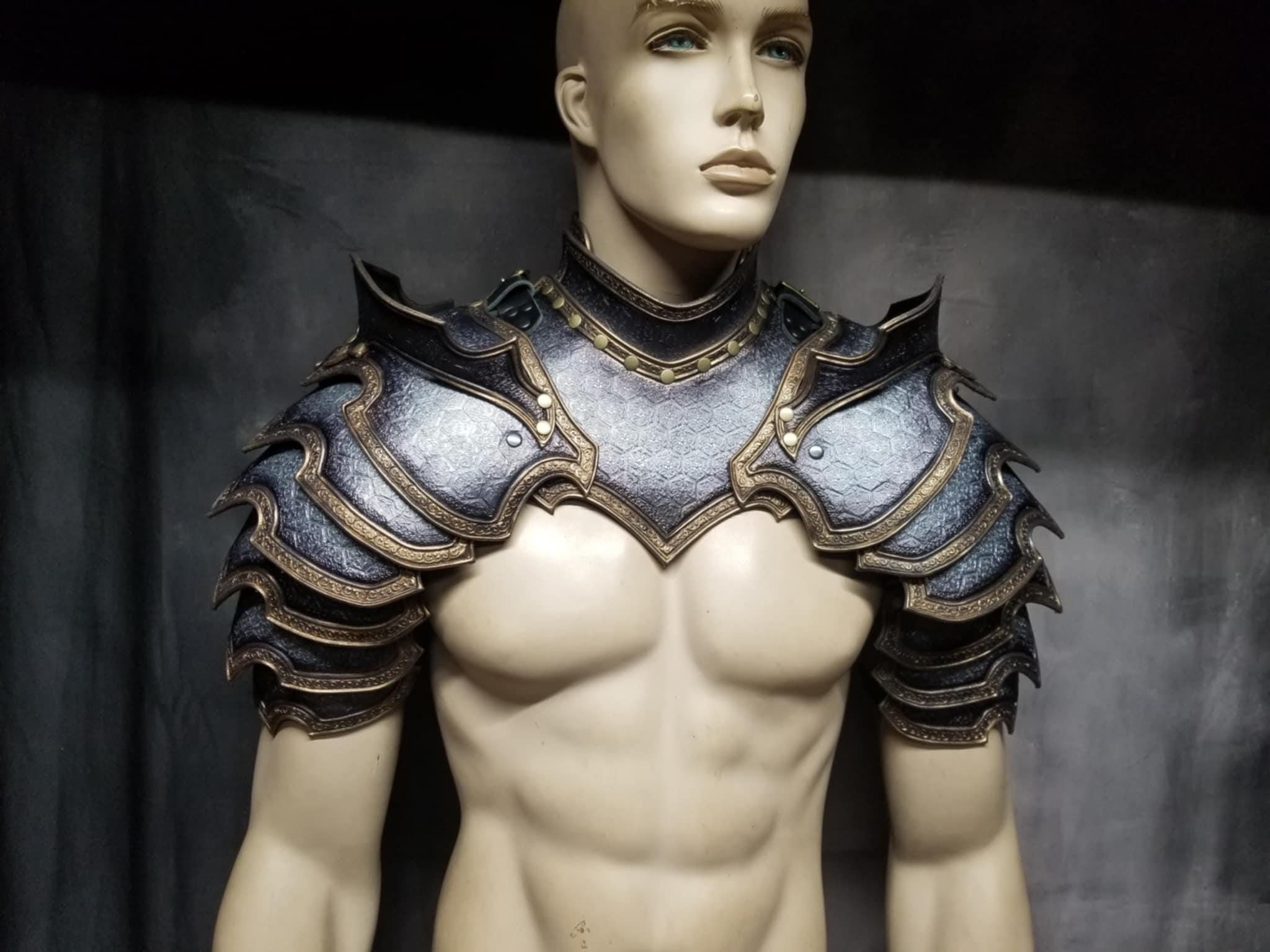 Custom Leather Armor Gorget With Shoulders: LARP Cosplay Armour - Etsy