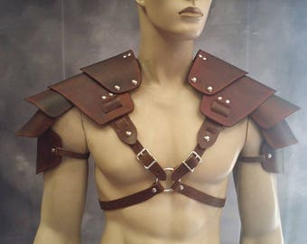 Leather Shoulder Harness Leather Armor spaulder leather pauldron LARP armor cosplay armor viking armor celtic armor leather shoulder armour