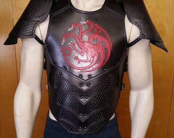 Leather Dragon Scale Armor: Custom LARP Cosplay Cuirass with Spaulders