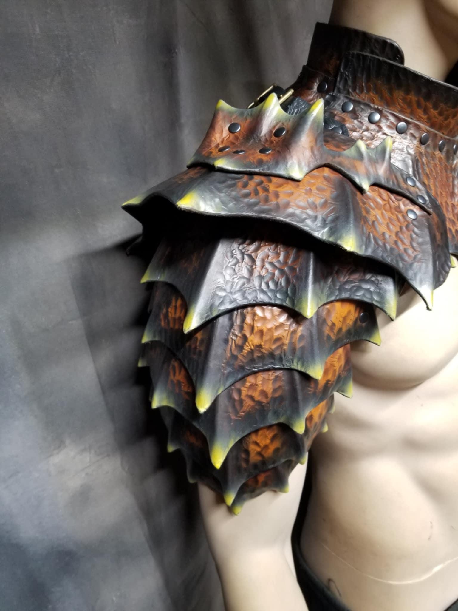 Leather Armor Dragon Scale Shoulders & Gorget: Custom LARP Cosplay ...