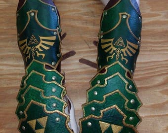 Leather Armor Hylian Gauntlets Link Gauntlets Leather Gauntlets LARP armor Zelda cosplay armor armour