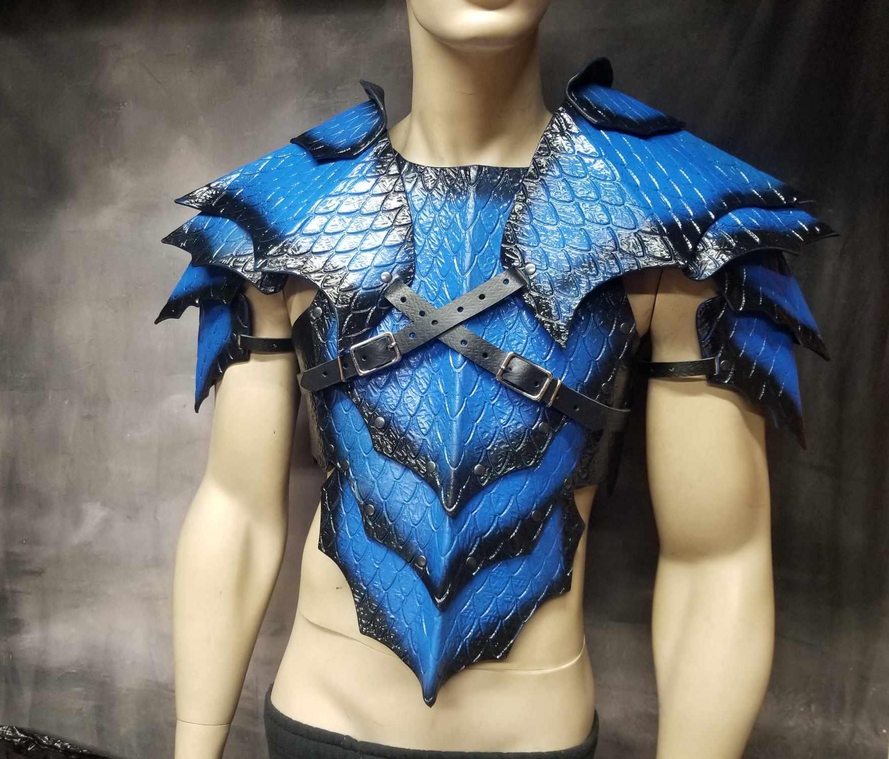 Scaled Chest Leather Armor Dragon Scale Chest Back & Shoulders: Custom LARP Cosplay ...