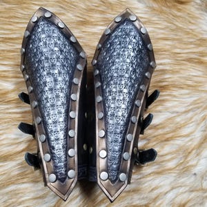 Leather Armor Death Knight Leather Bracers  LARP armor Cosplay armor leather vambrace Medieval Armor armour Dark Elf Necromancer