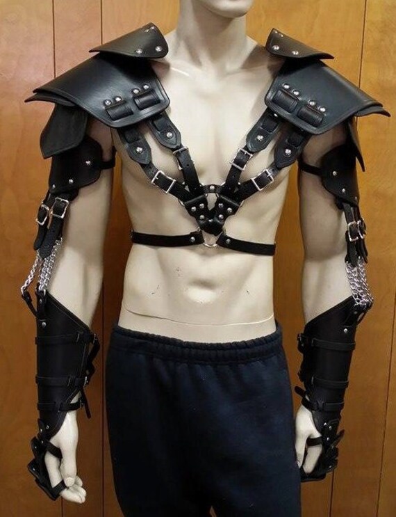 Leather Armor Double Strap Full Arm Harness Etsy Leather Armor Double Strap Full Arm Harness Etsy