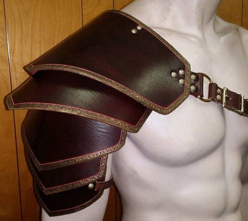 Leather Shoulder armor Leather Armor spaulder leather pauldron LARP armor cosplay armor viking armor celtic armor leather shoulder armour image 8