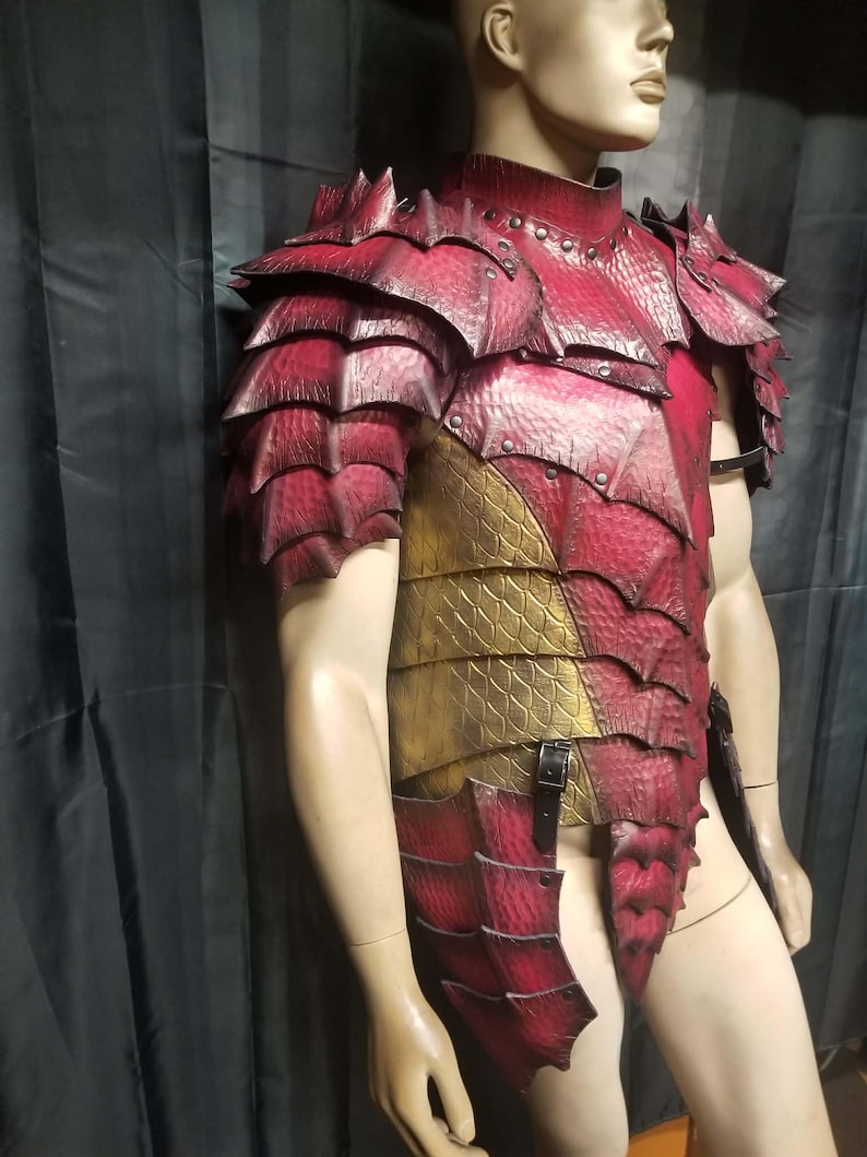 Leather Armor Dragon Scale Chest Back & Shoulders W/ Tassets: Custom ...