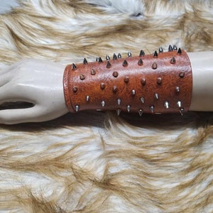 Leather Armor Spiked Barbarian Bracer Conan bracer Celtic Headband Viking Bracer LARP SCA cosplay armour image 1