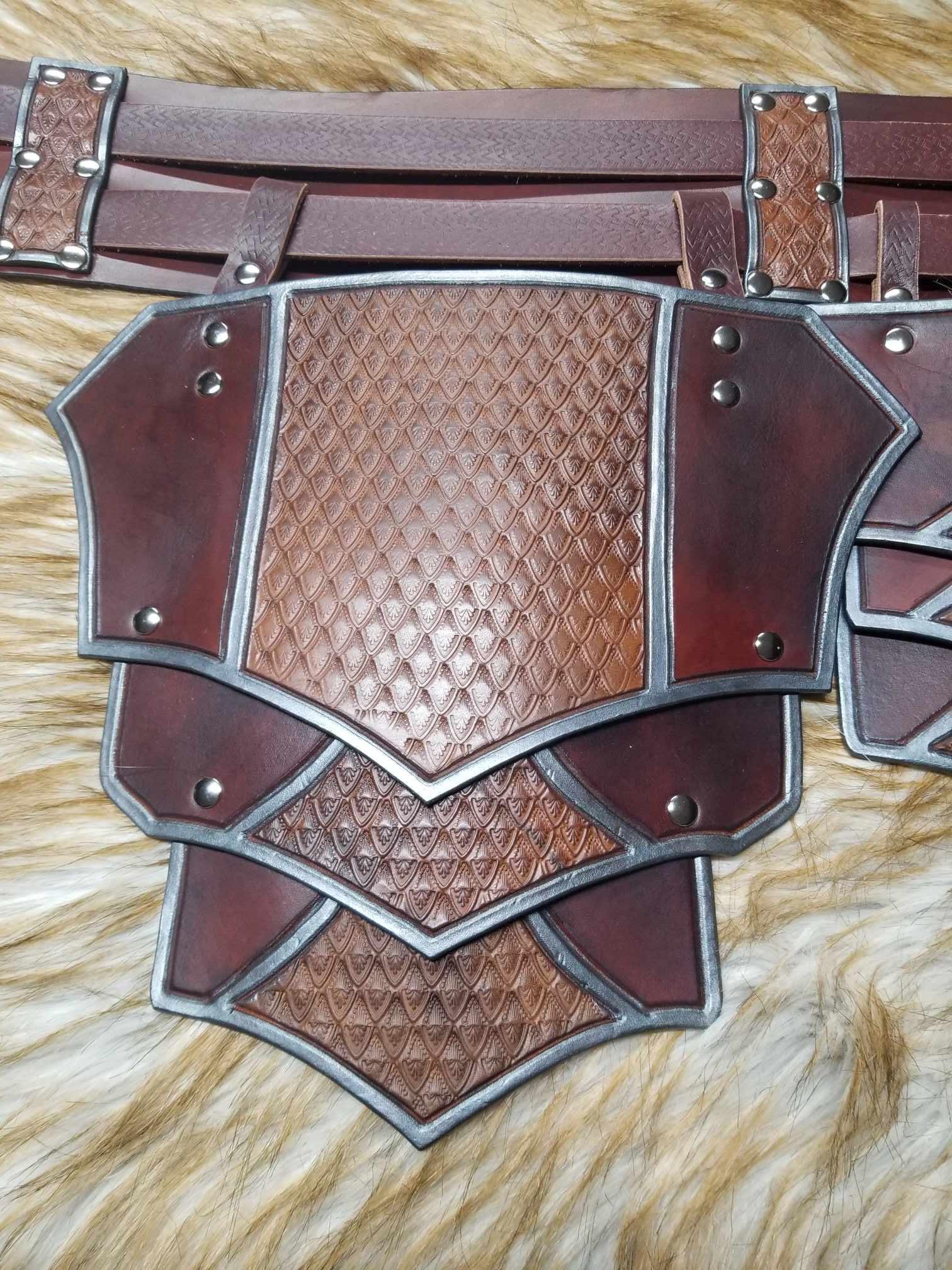 Leather Armor Dragon Scale Belt & Tassets: Custom LARP Cosplay - Etsy