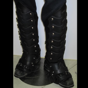 Leather Armor Plated Greaves & Sabotes LARP armor cosplay armor Gothic