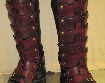 Leather Armor Gothic Plated Greaves & Sabotes