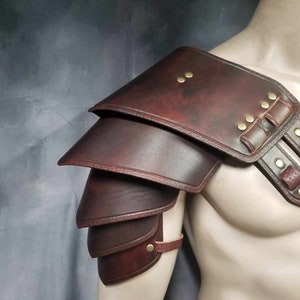 Leather Shoulder armor Leather Armor spaulder leather pauldron LARP armor cosplay armor viking armor celtic armor leather shoulder armour image 3