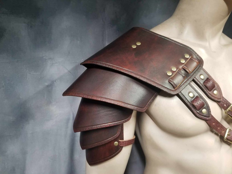 Leather Shoulder armor Leather Armor spaulder leather pauldron LARP armor cosplay armor viking armor celtic armor leather shoulder armour image 3