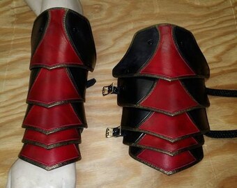 Leather Armor Scaled Leather Bracers Dragonscale bracers Dragon Scale Bracers LARP Armor Cosplay Armor Viking Armor Medieval Armour