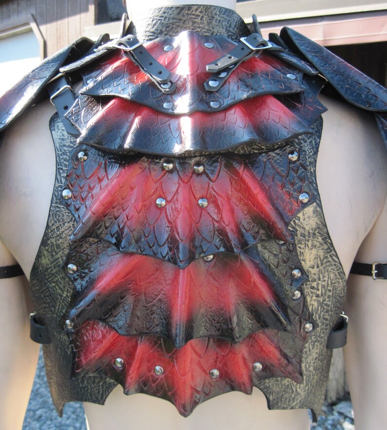 Leather Armor Dragon Scale Chest Back & Shoulders | Etsy
