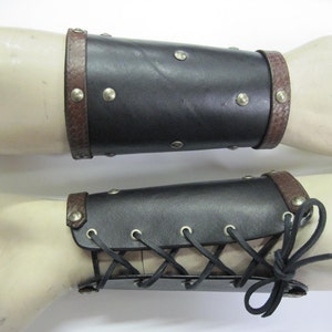 Studded Leather Cuffs Leather Bracers Celtic Cuff Viking Armor LARP armor Cosplay armor Medieval armor armour image 1