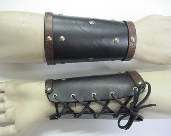 Studded Leather Cuffs Leather Bracers Celtic Cuff Viking Armor LARP armor Cosplay armor Medieval armor armour