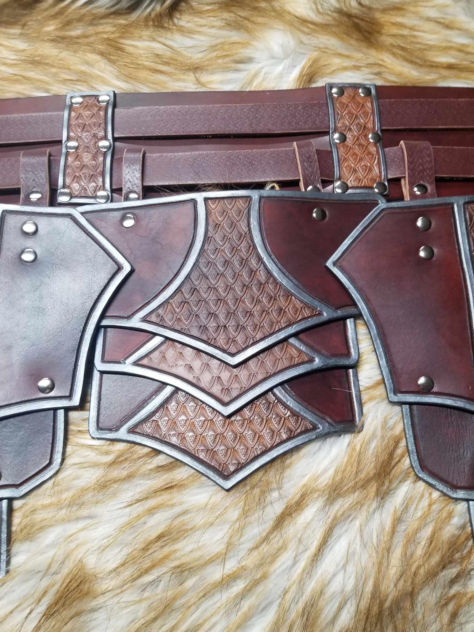 Leather Armor Dragon Scale Belt & Tassets: Custom LARP Cosplay - Etsy